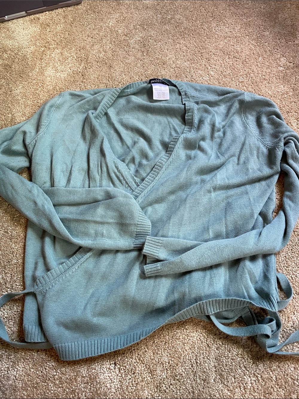 Danskin Light Sage Green V-Neck Wrap Sweater